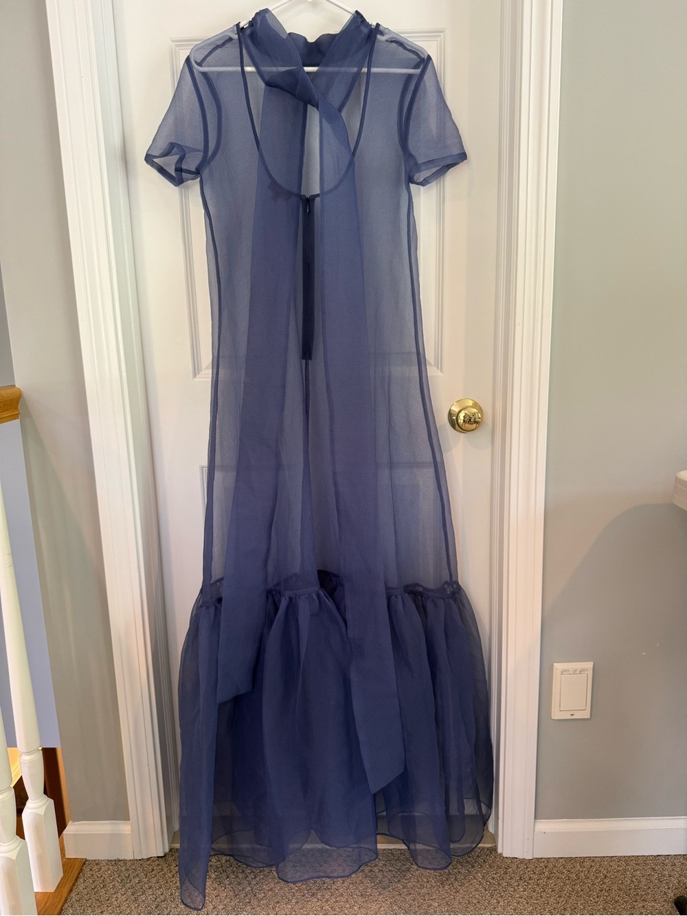 Staud Calluna Organza Gown Size S Navy Blue - Picture 4 of 14